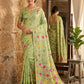 Shree Shyam Fashion Green Linen Cotton Saree
