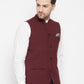 Even Apparels Maroon Merino Men's Nehru Jacket-Contrast Lining-Inbuilt Pocket Square | Swadesiicart