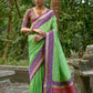 Vishnu Weaves Women's Pista Banarasi Silk Woven Saree with Blouse - Swadesiicart