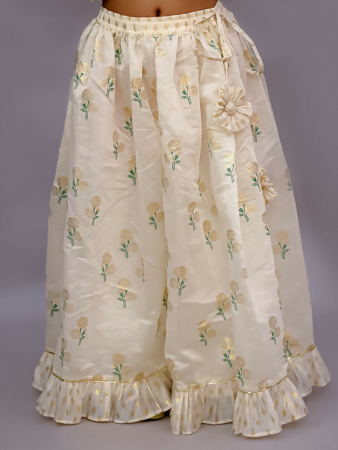 Lil Drama Mishti Off White Lehanga Choli Dupatta Set For Girls | Swadesiicart