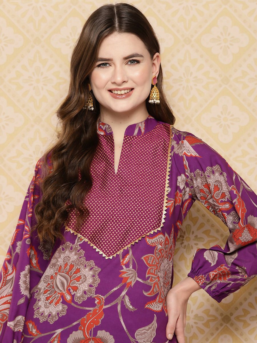 Ahalyaa Women's Traditional Wear Co-ods - Purple | Swadesiicart