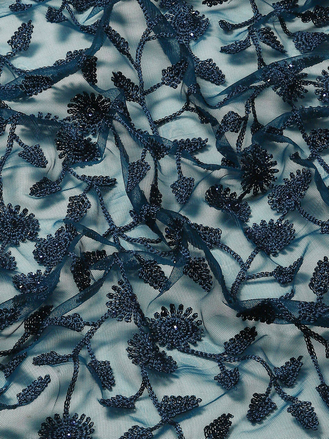 Blue Woven Design Net Saree with Blouse Piece - Kalamkari