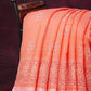 Peachish Orange Block Printed Semi Chanderi Saree By Gayathri Reddy Designer Studio | Swadesiicart