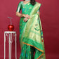 Jyoti Fashion Women's Green Paithani Silk Zari Woven Saree with Blouse | Swadesiicart