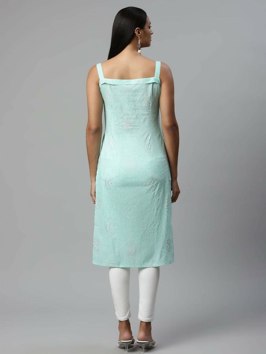 Ahalyaa Womens Summer Blue Color Pure Cotton Printed Kurtas | Swadesiicart