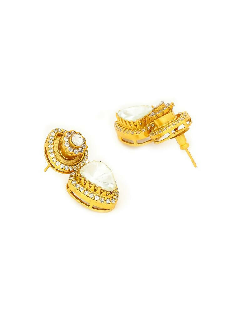 Gold Toned Kundan Earrings - Ruby Raang | Swadesiicart