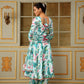 Pomcha Jaipur Blue Saadgi Palm Leaf Anarkali Set | Swadesiicart