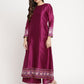 Ahalyaa Women's Purple Poly Silk Solid Kurta Palazzo Set With Dupatta | Swadesiicart