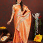 Lorenvalley Fashion Orange Soft Silk Woven Design with Zari Weaving Leheriya Design Saree - Swadesiicart