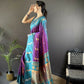 Joban Fashion Teal Peacock,Butti Banarasi Silk Sarees | Swadesiicart
