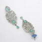 NVR Women's silver plated Turquoise CZ stone handcrafted jewellery set - Swadesiicart