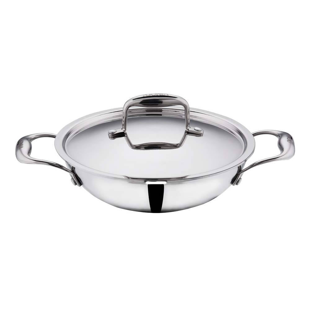 Vinod Platinum Triply Stainless Steel Kadai With Lid - Swadesiicart