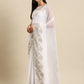 Ahalyaa Women's Traditional Semi Stitch Saree - White | Swadesiicart