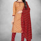 Beige Cotton Printed Unstitched Dress Material - Amara