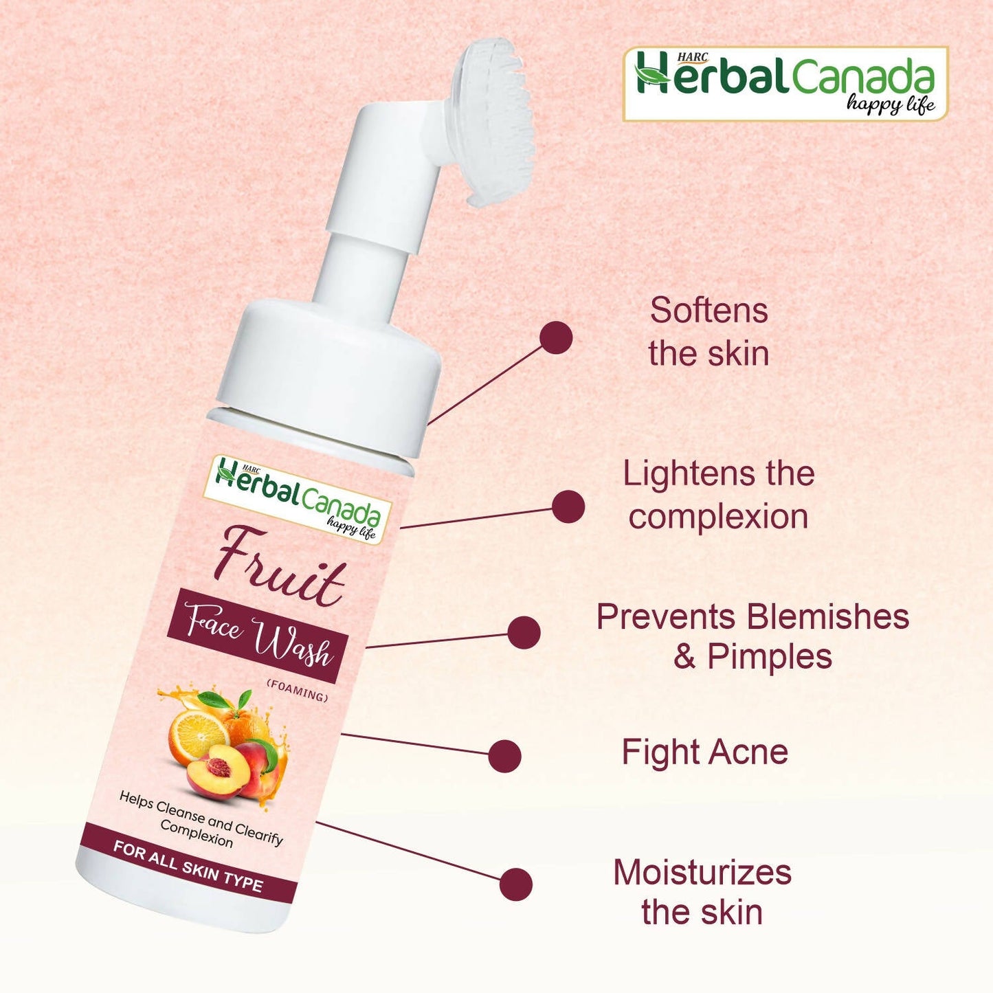 Herbal Canada Fruit Foaming Face Wash - Swadesiicart