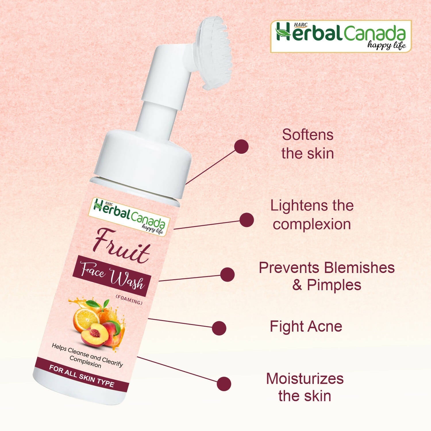 Herbal Canada Fruit Foaming Face Wash - Swadesiicart