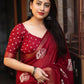 Maroon Cotton Crepe Batik Print Saree with Unstitched Blouse - Hiral Fashion | Swadesiicart