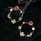 Ruby Raang Gold Polished Kundan Work Multi-Color Round Kundan Earrings | Swadesiicart