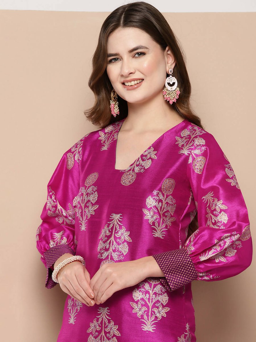 Ahalyaa Women's Traditional wear Kurta - Pink | Swadesiicart