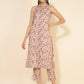 Janasya Women's Beige Moss Digital Floral Printed Casual Straight Co-ords - Swadesiicart