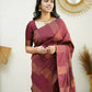 Partywear Designer Maroon Banarasi Silk Fancy Saree - Starwalk | Swadesiicart