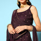 Ahalyaa Women Wine Colour Crepe Gold Printed Kurta Sharara Set | Swadesiicart