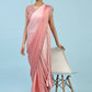 Peach Ombre Satin Georgette Plain Ready to wear Saree with stitched Blouse - Vrinda | Swadesiicart