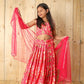 Aayaa Designer Printed Silk Embroidery Kids Lehenga Choli - Pink