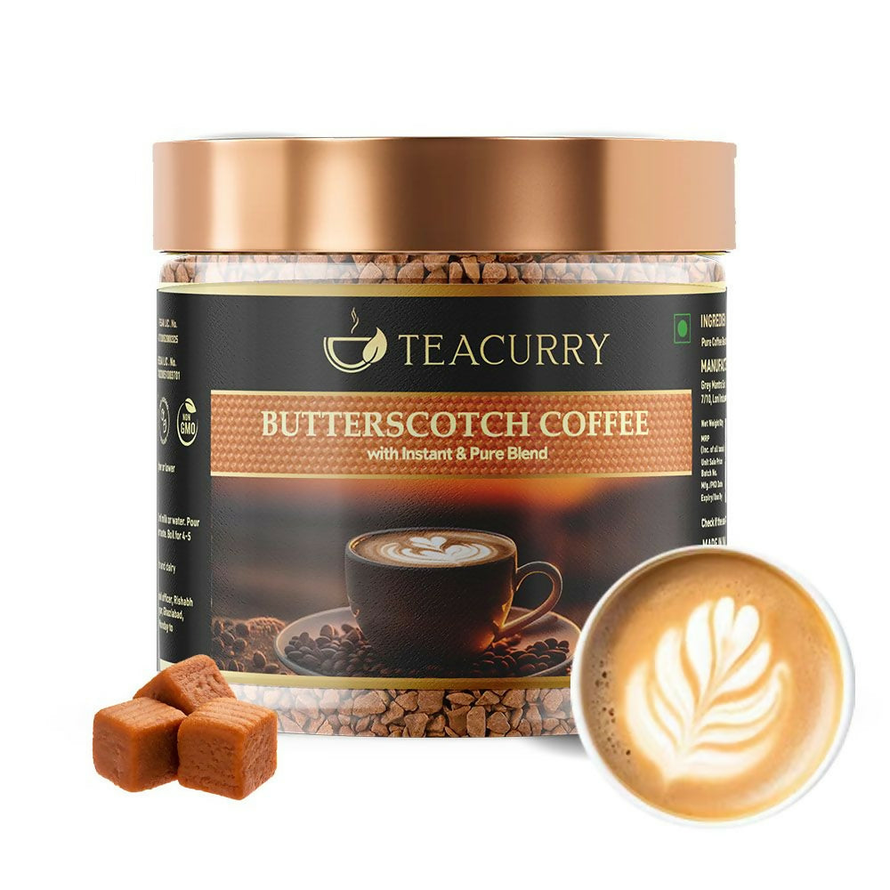 Teacurry Butterscotch Coffee - Arabica Freeze Dried Coffee for Instant Hot & Cold Coffee - Teacurry