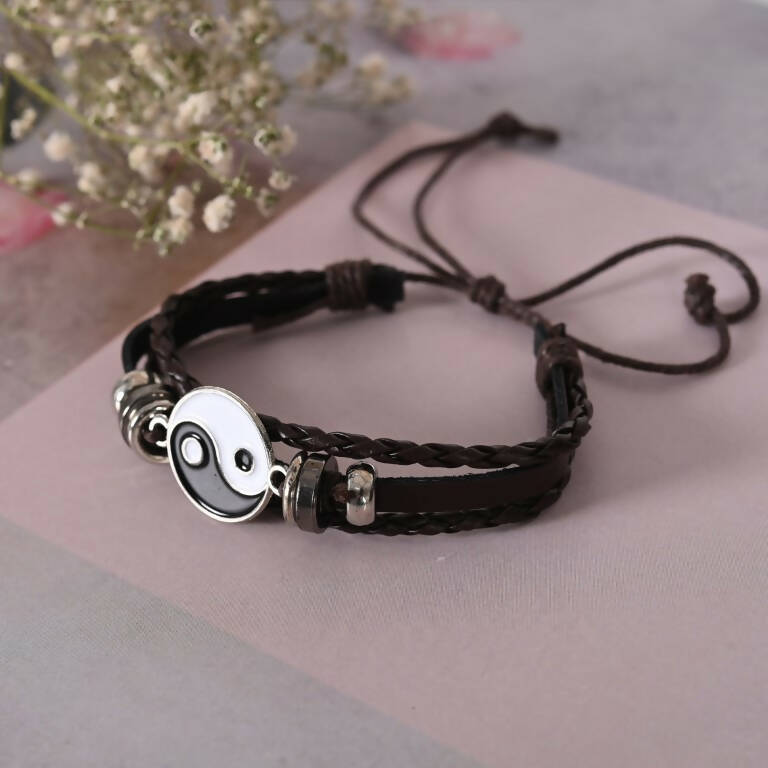 NVR Men Leather Wraparound Bracelet - Swadesiicart