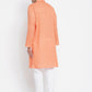 Even Apparels Orange Color Pure Cotton Men's Kurta With Band Collar | Swadesiicart