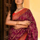 Joban Fashion Hot Pink Crepe Chiffon Pure Handloom Banarasi Silk Saree | Swadesiicart