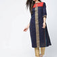 Aniyah Cotton Block Printed Stylish Blue Straight Kurta (AN-121K) - Swadesiicart