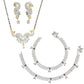 AanyaCentric Gold-Polished Mangalsutra Pendant Earring Set & Silver Plated Anklet