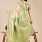 Astita Aura Silk Cream Light Green Banarasi Silk Saree | Swadesiicart