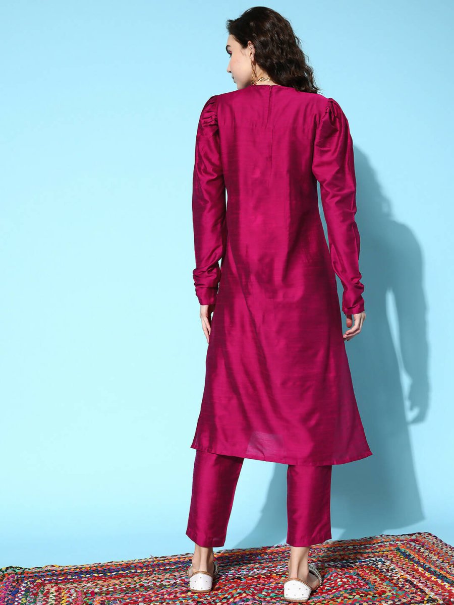 Ahalyaa Women's Traditional wear Kurta Set - Burgundy | Swadesiicart