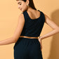 Myshka Women's Navy Blue Solid Top With Trousers - Swadesiicart