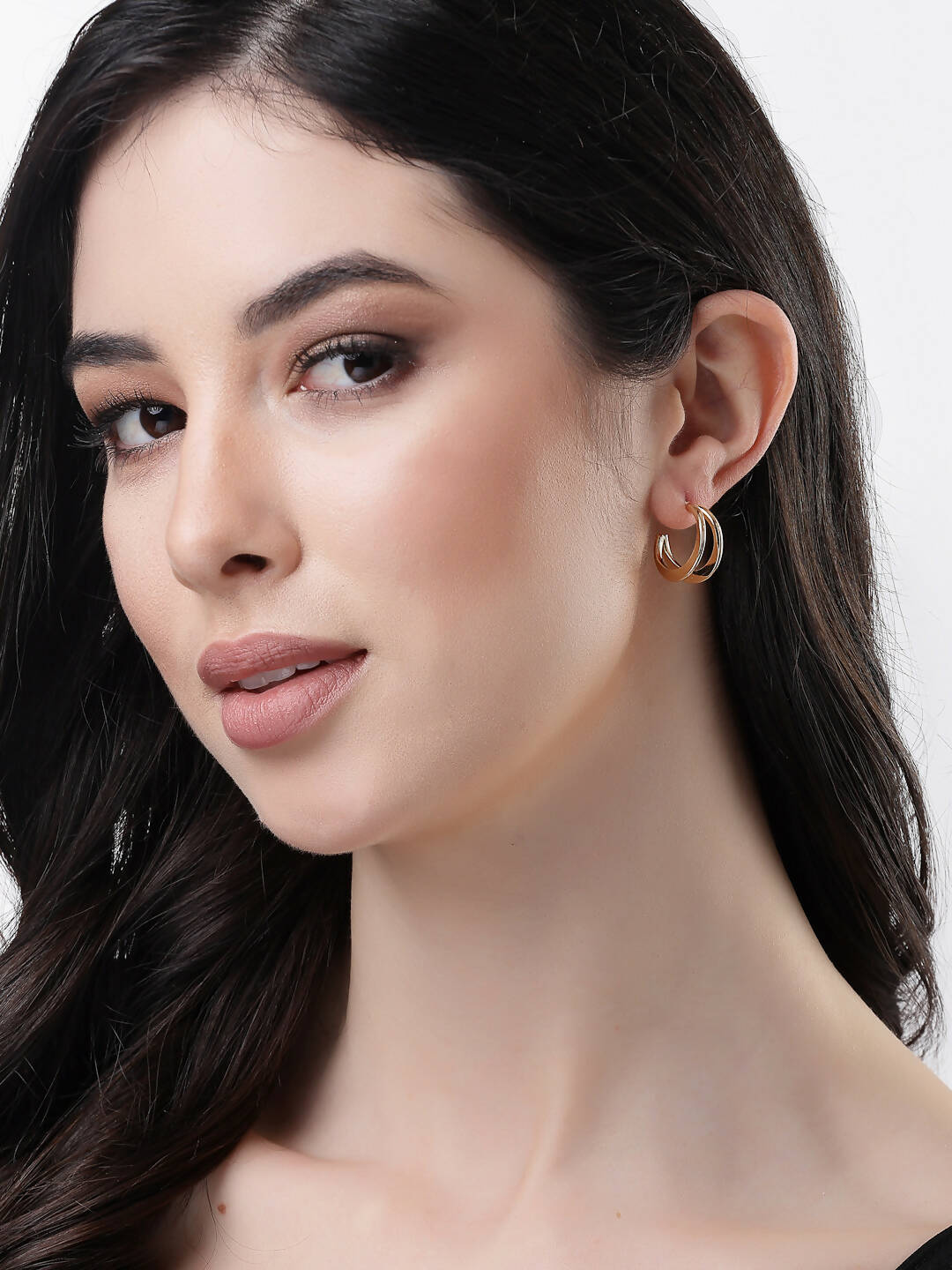 NVR Women Gold-Toned Circular Hoop Earrings | Swadesiicart