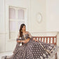 Aastha Fashion Space Gray Butterfly Net White Cotton Thread Work And Sequence Work Embroidery Wedding Wear Lehenga Choli
