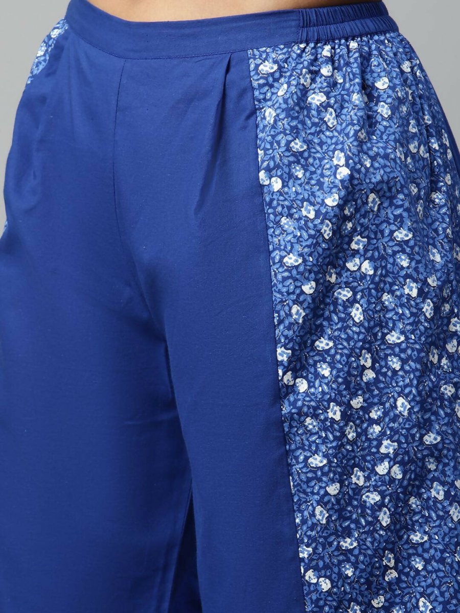 Ahalyaa Womens Royal Blue Pure Cotton Printed Kurtas | Swadesiicart