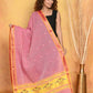 Very Much Indian Handloom Pure Cotton Paithani Dupatta Pink | Swadesiicart