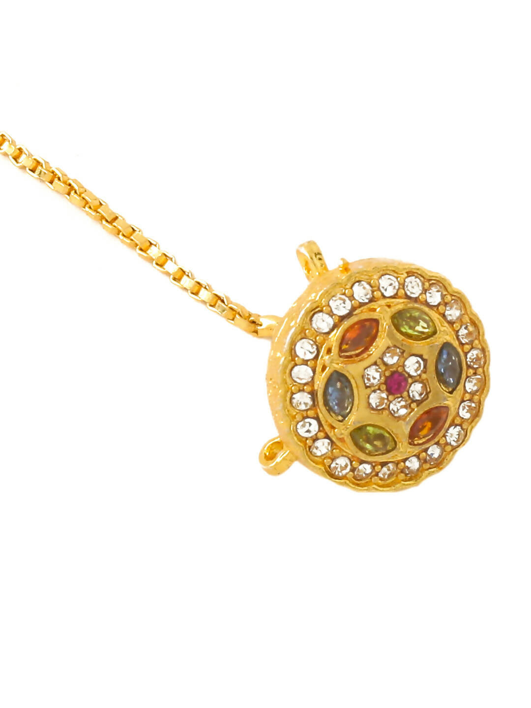 NVR Women's Trending Stylish Gold-Polished Maang Tikka | Swadesiicart