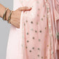 Ahalyaa Women Pink Crepe & Net Foil Print Dress | Swadesiicart