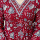 The52 Maroon Women's Gorgeous Rayon Fabric Printed Work Flared Kurta, Pant and Dupatta Set - Swadesiicart