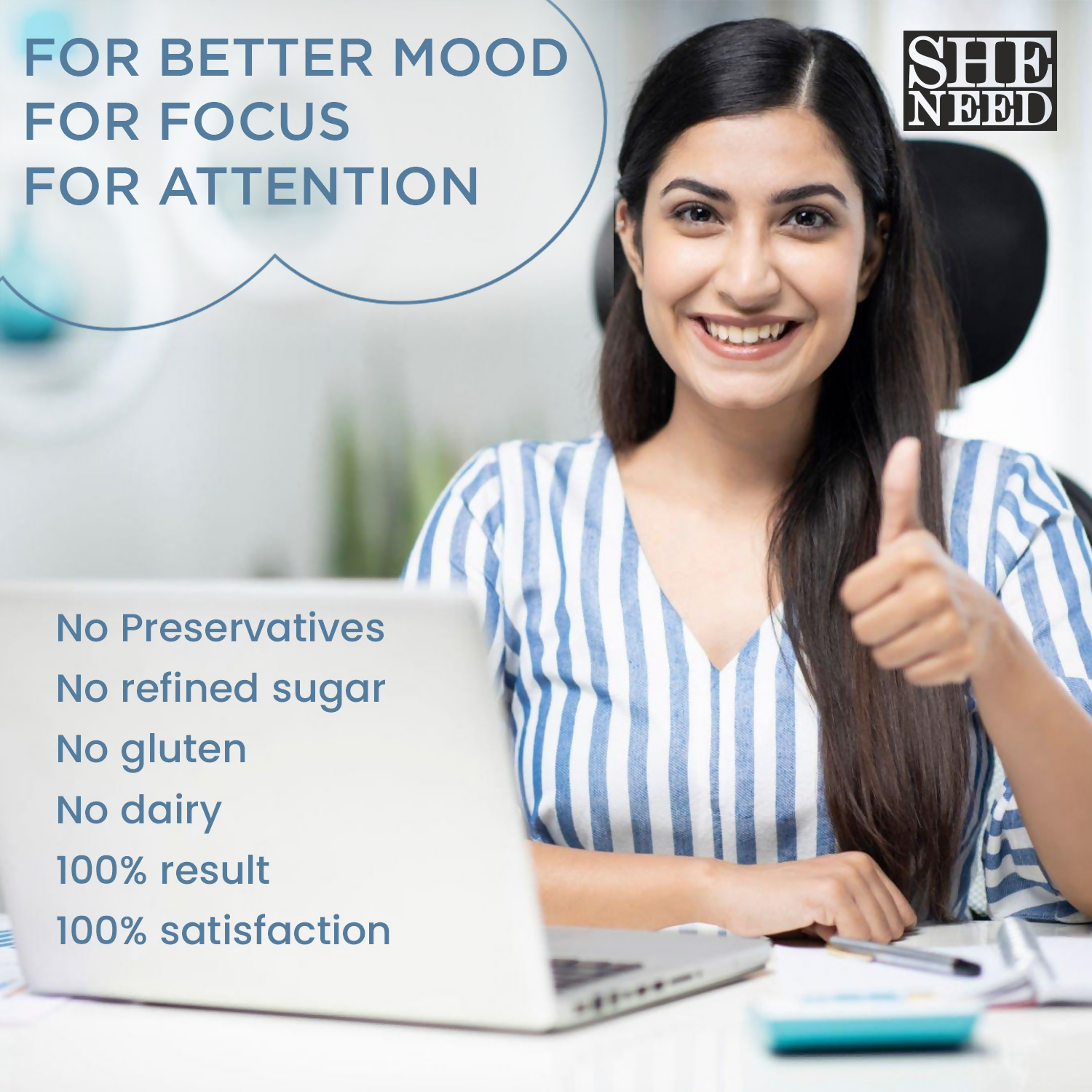 SheNeed Mood Booster For Mood Disorder Supplements Capsules | Swadesiicart