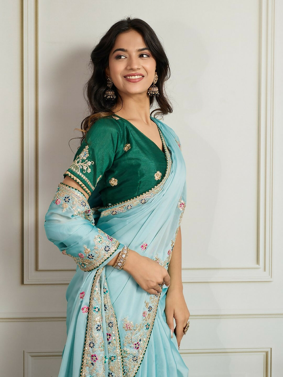 Ai Fashion Sky Rangoli Silk Embroidery Party Wear Saree