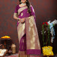 Lorenvalley Fashion Wine Soft Silk Woven Design Gold Zari Weaving Saree - Swadesiicart