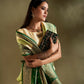 Joban Fashion Cream & Light Green Plain With Weaving Border Banarasi Silk Sarees | Swadesiicart