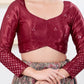 Joban Fashion Maroon Gajji Silk Elbow Sleeveless Back Open Blouse - Swadesiicart