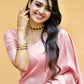 DEIANA'S Beautiful Designer Golden zari Soft Lichi Silk Saree - Pink - Swadesiicart